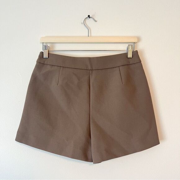 Zara Asymmetric Taupe Brown Skort NEW Size Medium Blogger Favorite - Picture 7 of 8